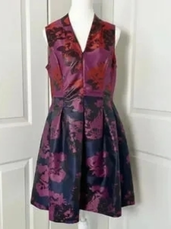 Vince Camuto Dresses & Skirts - Vince Camuto Purple and Navy Floral Jacquard Mini Dress